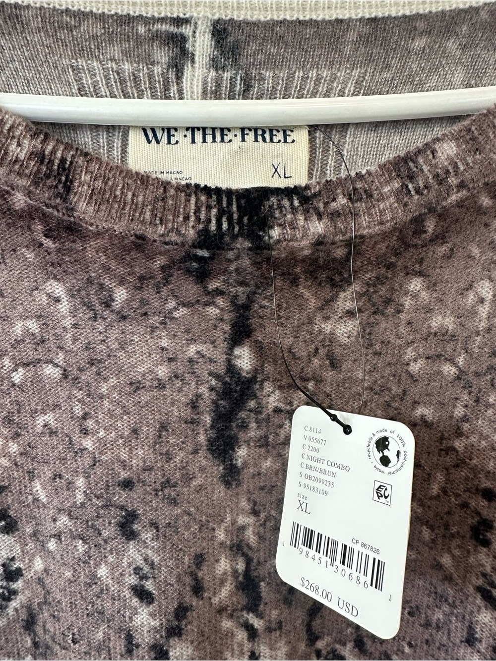 We The Free Free PeopleCashmere Animal Print Size-XL - Picture 6 of 10